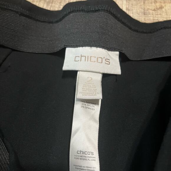 Chico's | Women's Black Ponte Knit Pull On Stretch Career Ankle Pants Sz 2 Sz L - Picture 3 of 4